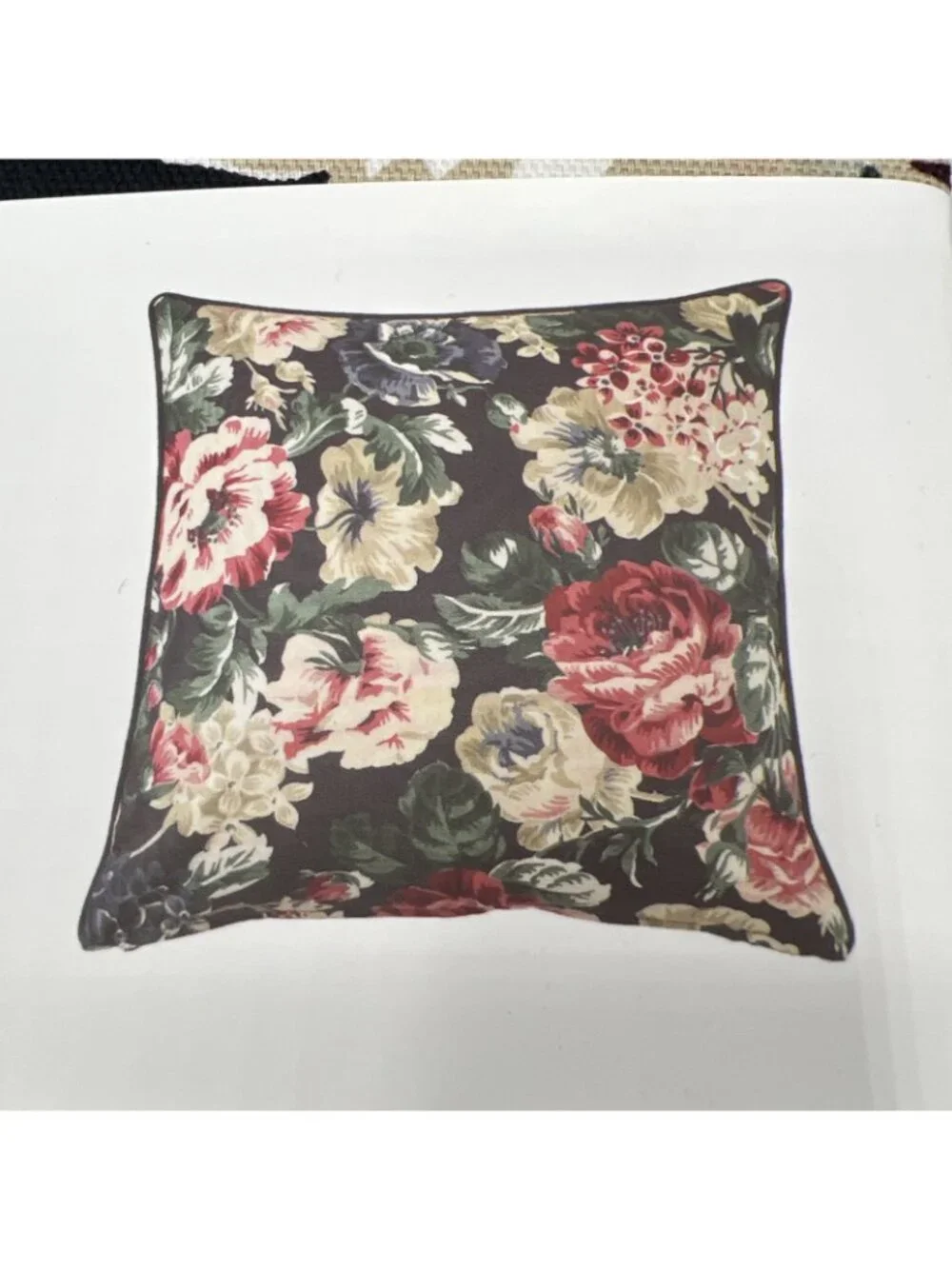 IKEA Leikny Throw Pillow Cover Green Tropical Flower Print 20x20